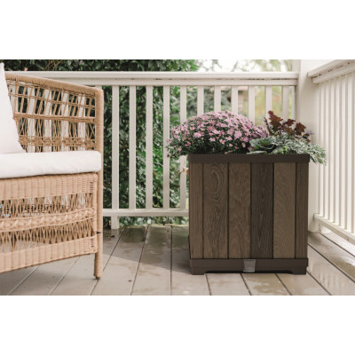 Keter Květináč Deco čtvercový Ořech, 45,5x45,5x45,5cm